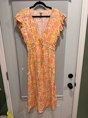 Billabong Peach and Yellow Floral Midi Dress